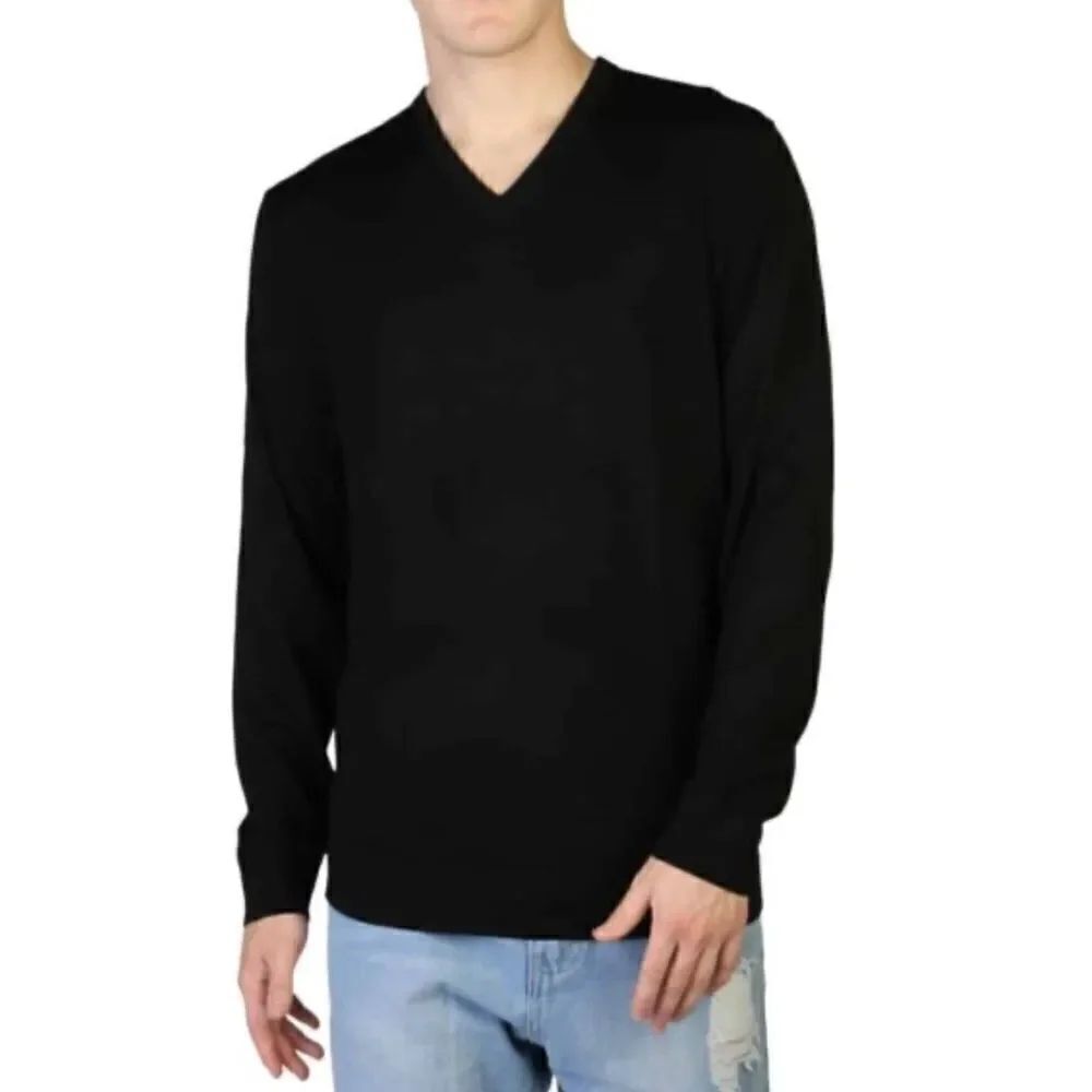 Brooks Brothers Black Extra Fine Merino Wool V-neck Pullover Sweater Size XL